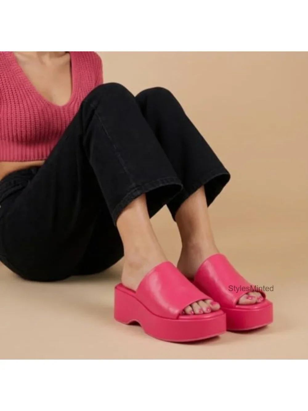 Cushionaire Spin Women's Platform Wedge Sandals Slip On Memory Foam Faux Leather